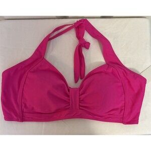 NWT Holipick Hot Pink Bikini Halter Top Only Vacation Swim Beach Resort,  Sz XXL
